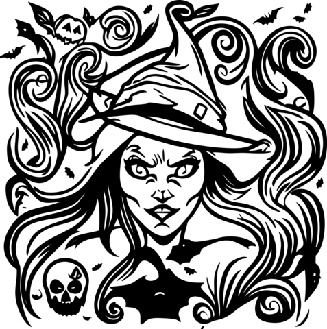 Halloween Evil Witch Coloring Page